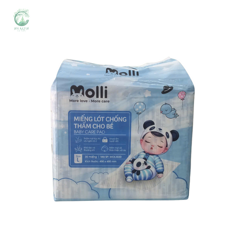 Miếng Lót Chống Thấm Cho Bé Molli - Bảo Vệ Nệm và Xe Đẩy, Vải Tencel Mềm Mại, An Toàn, Kích Thước 45x60 cm
